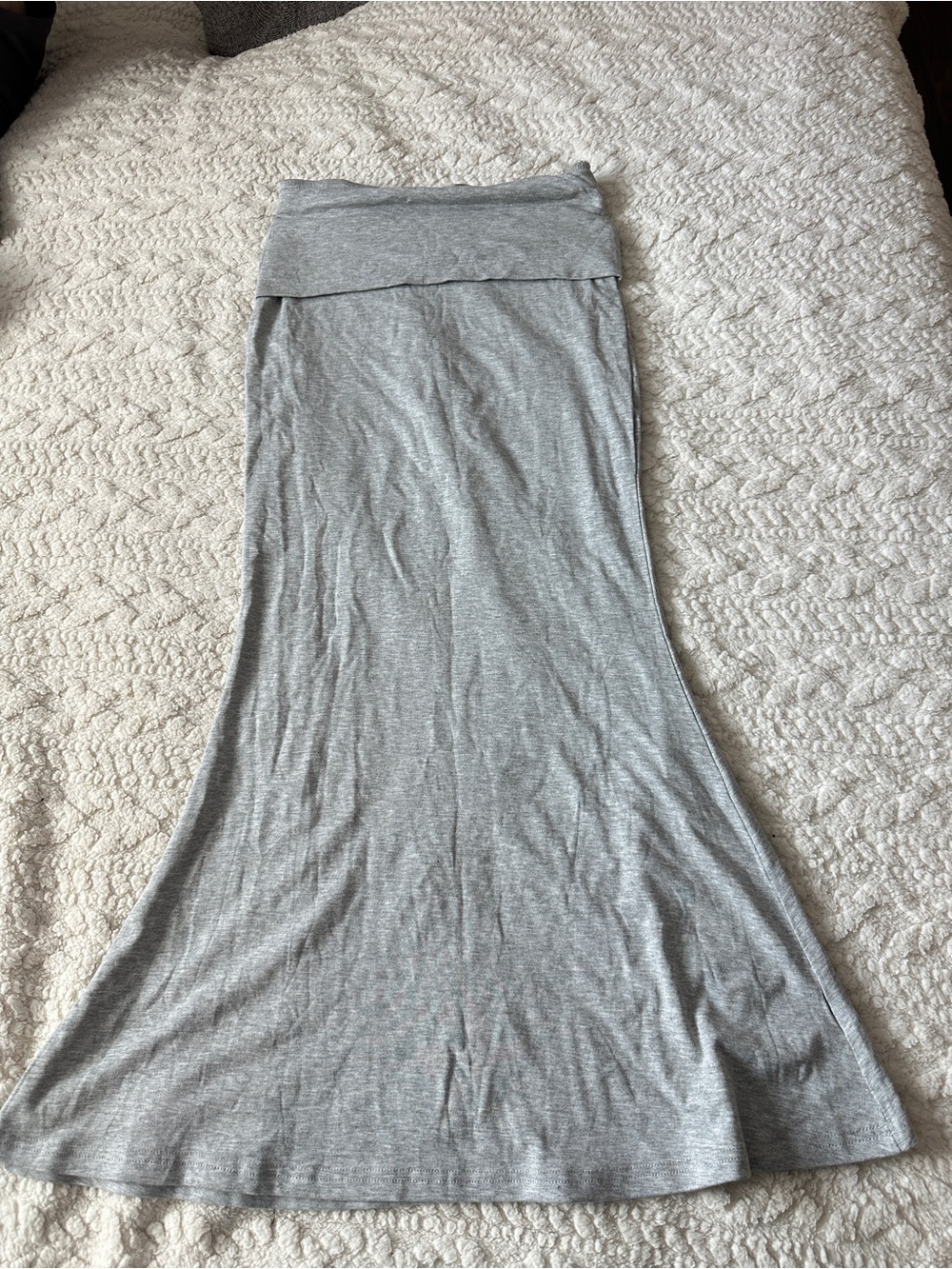 Women's Fold-Over Waist Maxi Skirt - Light Gray